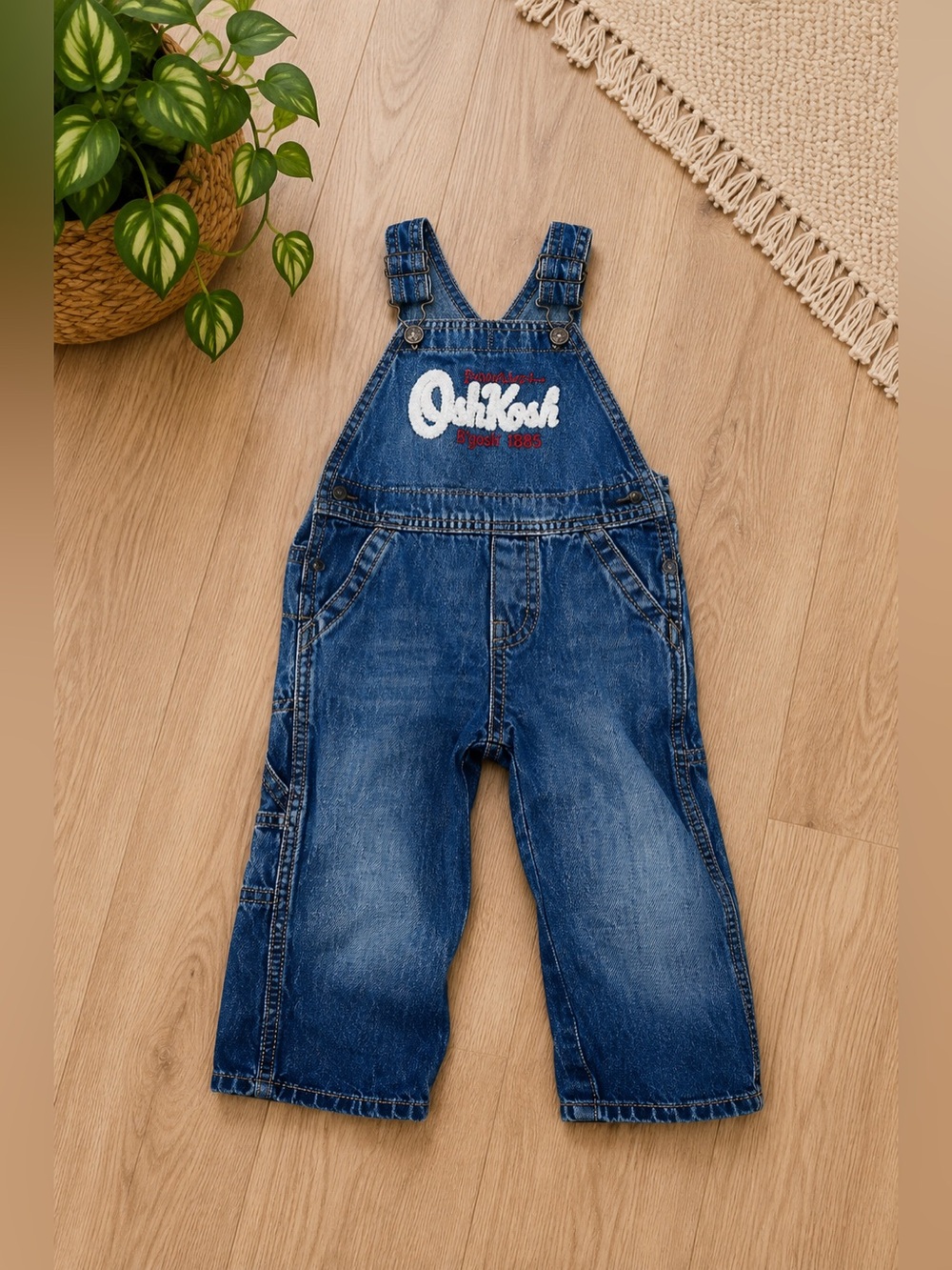 Vintage OshKosh B'gosh Denim Overalls Toddler 18M Carpenter Utility Classic Jean